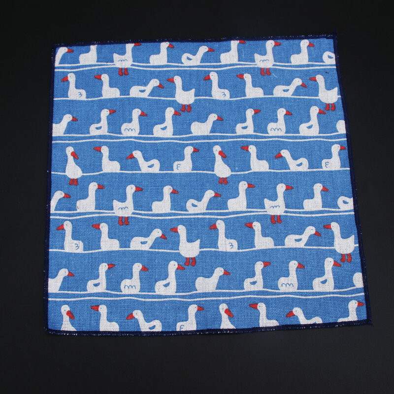 Brand New High Quality Hankerchief Scarves Vintage Linen Hankies Men's Pocket Square Handkerchiefs Cartoon Print Cotton Hnaky