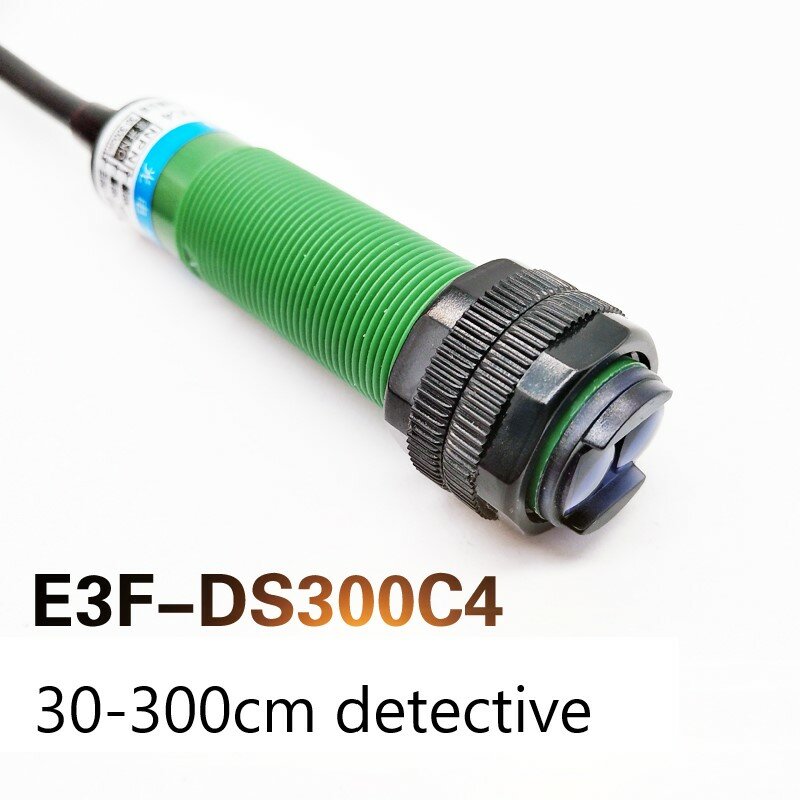 Odbicie rozproszone przełączniki czujnika fotoelektrycznego M18 E3F-DS30C4 NPN PNP NO NC AC DC 5cm do 300cm czujnik zbliżeniowy wykrywania