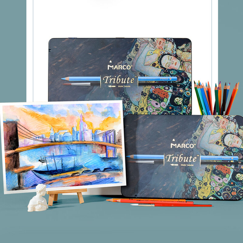 Marco Tribute MASTERS 120 Oil Color Pencils Drawing Set 100 Watercolor Soft Core Sketch Color Pencil Adult Coloring Art Supplies