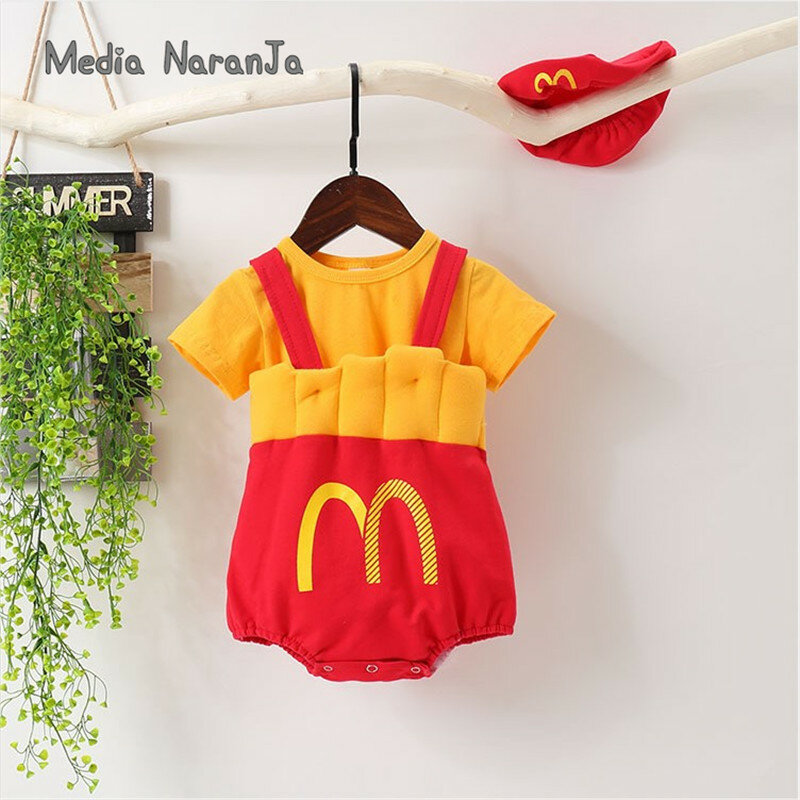 Ropa de fotos de bebé INS, ropa de bebé McDonald's fries, Body + + Camiseta sombrero, disfraz divertido infantil