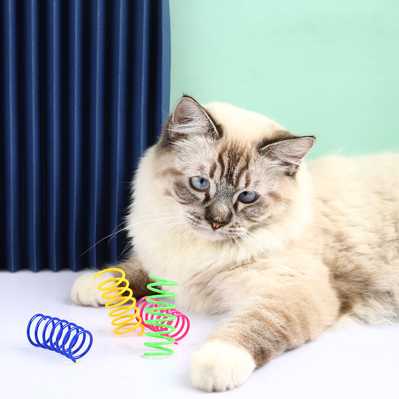 Brinquedos de mola duráveis para gato, brinquedo de mola resistente, bobina colorida, espiral, vida animal de estimação, 4/8/16/20pcs