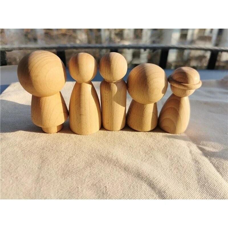 16pcs Children Handmade Painting Wooden Peg Dolls Mushroom Trees Snowman/ Kids Unpaint Wooden Doll Toy DIY Drawing Craft Gift