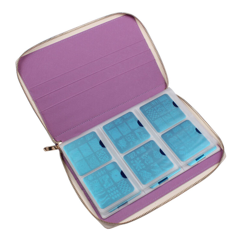 72Slots Large Rectangular Nail Art Stamping Board Bracket Storage Bag Organizer Empty Box Rainbow laser Template Containers