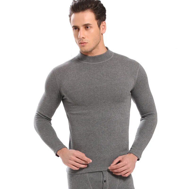 Odzież termiczna dla mężczyzn kalesony męskie bawełniana bielizna termiczna garnitury z golfem zimowe bluzki + spodnie 2 szt. Zestaw ciepły gruby aksamit