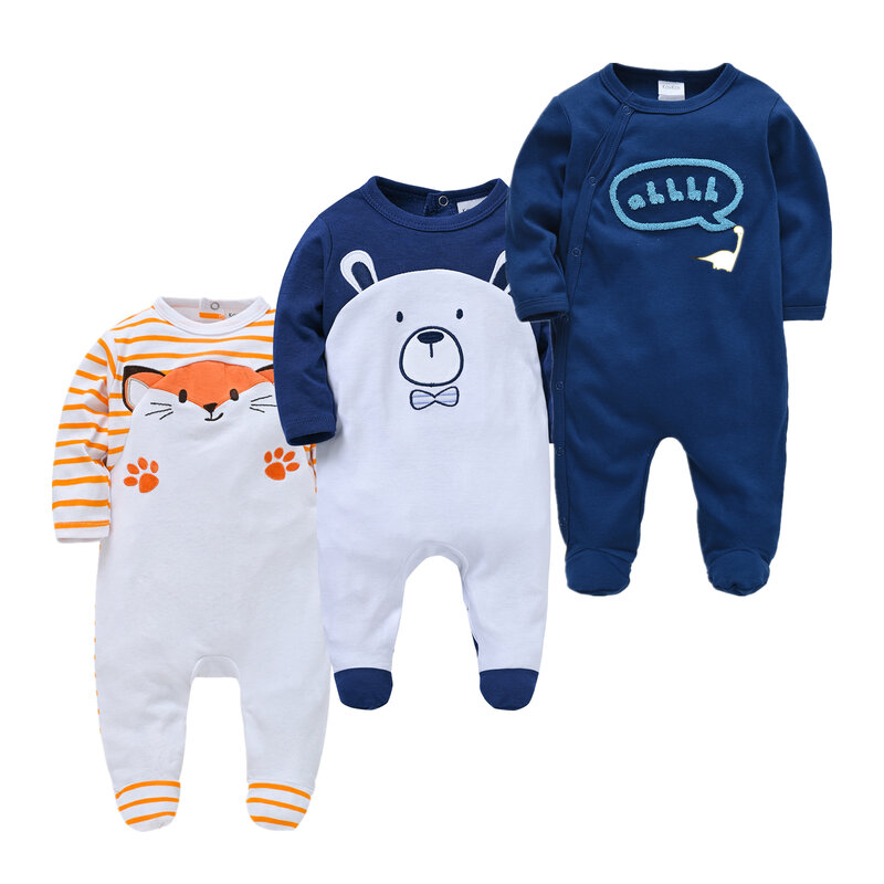 生まれたばかりの赤ちゃんのための綿のジャンプスーツ,長袖のパジャマ,春秋