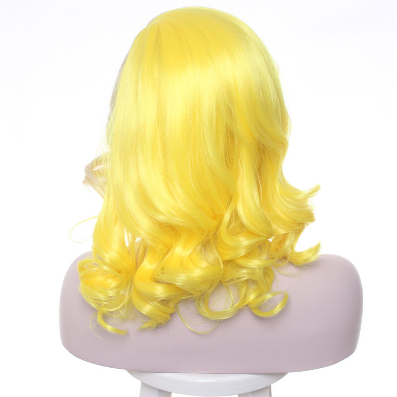 Parrucca Lady Gaga parrucca Cosplay per capelli sintetici misti biondi gialli parrucche per costumi da festa di Halloween + cappellino per parrucca