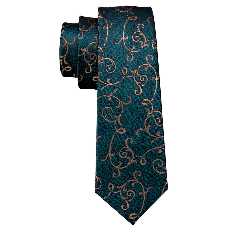 Moda verde floreale uomo cravatta Set 8.5cm seta Jacquard cravatta fazzoletto gemelli matrimonio Business Casual formale Barry.Wang
