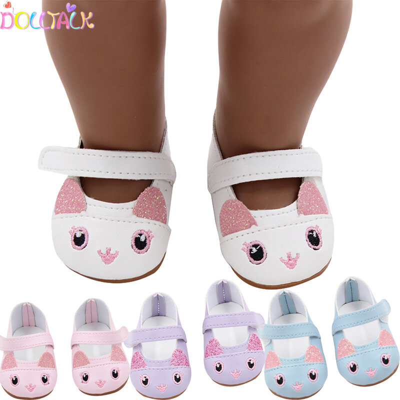 Cute 7cm Cartoon Bow Shoes For American 18 Inch Girl Doll Clothes Accessories Mini Shoes For 43cm New Baby Born&OG Doll Gift TOY