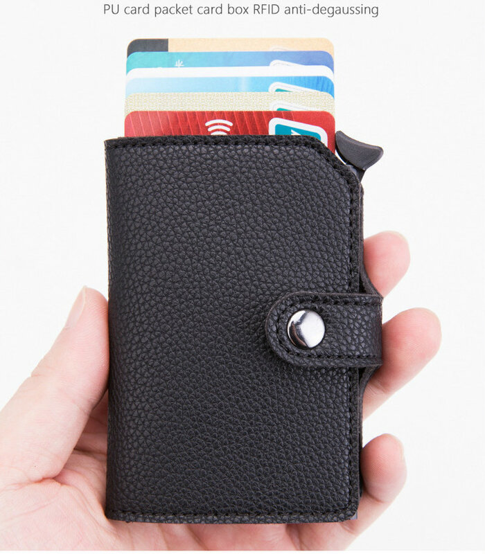 ZOVYVOL-RFID Titular Do Cartão De Crédito para Homens, Carteira De Proteção Anti-Roubo, Caixa De Alumínio De Metal De Couro, Caso Do Cartão Do Banco Do Negócio, Carteira De Cartões