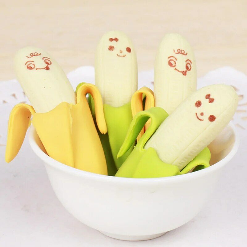 Drôle mignon banane crayon gomme caoutchouc nouveauté jouet pour enfants enfants prix banane crayon gomme créatif mignon caoutchouc pour étudiant