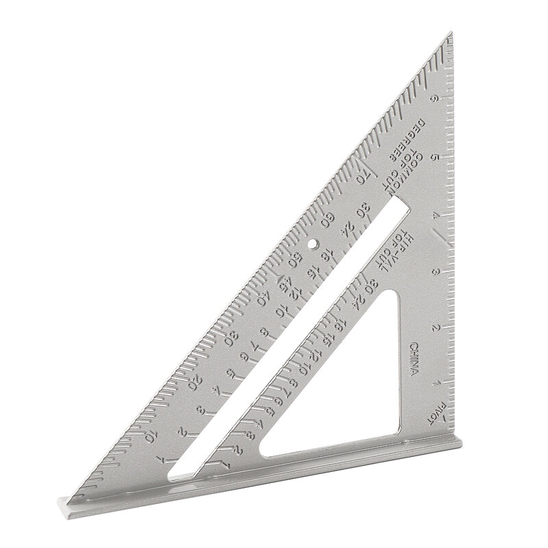 Alumínio Alloy Carpenter Desenho Ferramenta Triângulo Régua, Speed Square Layout, Medição Ferramenta, 45 ° 90 °