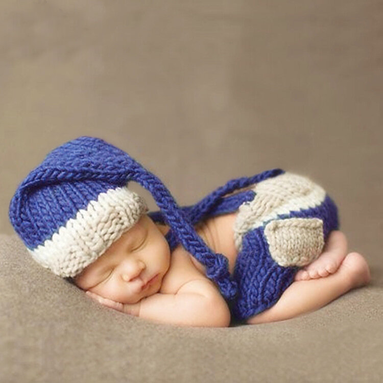 Noworodka fotografia rekwizyty dzianina szydełkowa kostium Prop stroje czapka dla niemowląt rekwizyty fotograficzne noworodka stroje