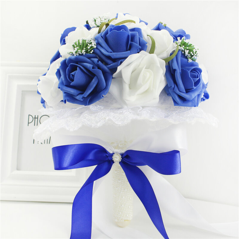 YO CHO bukiet ślubny dla nowożeńców druhna sztuczny PE róża kwiat fałszywy perłowy różowy bukiet materiały ślubne dekoracje świąteczne