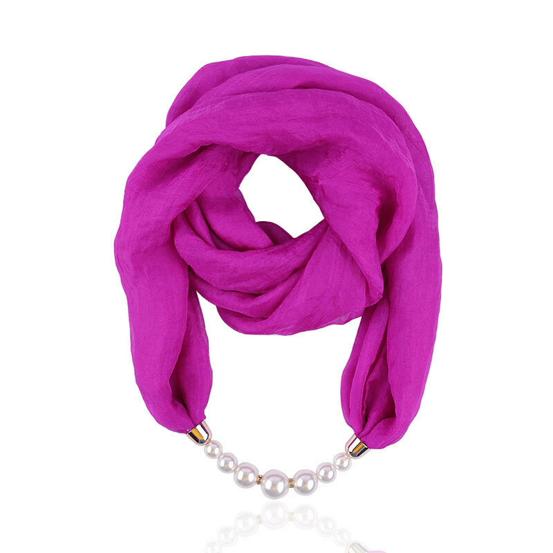 Solid Color Soft Chiffon Necklace Pendant Ring Scarf Hijab Multi-style Decorative Fashion Scarf Turban Hair Accessorie Wholesale