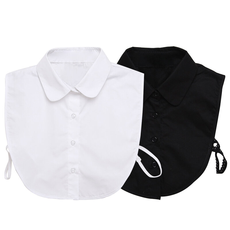 Mujer blusa desmontable Collar redondo sólido accesorios de ropa gargantilla botón abajo todo-fósforo mezcla de algodón camisa solapa ligera