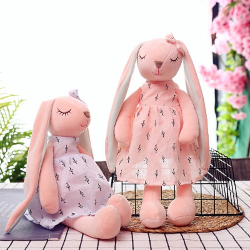 Muñeca de conejo de orejas largas para niños, muñeco de peluche suave de conejo para dormir, regalo, gran oferta, novedad