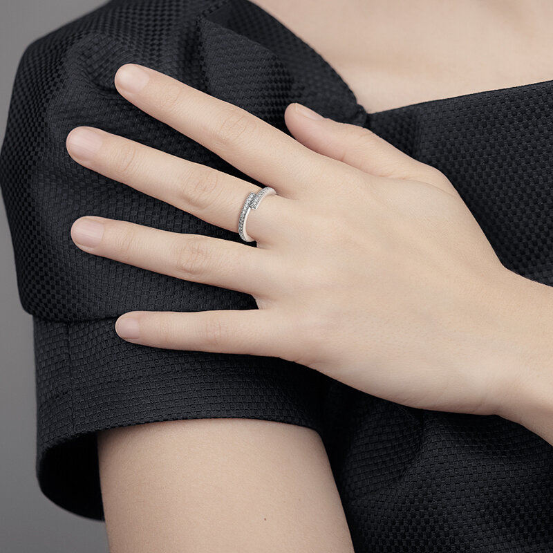 CKK musujące nakładające się pierścienie dla kobiet 100% 925 srebro biżuteria wesele Anillos Mujer Anel
