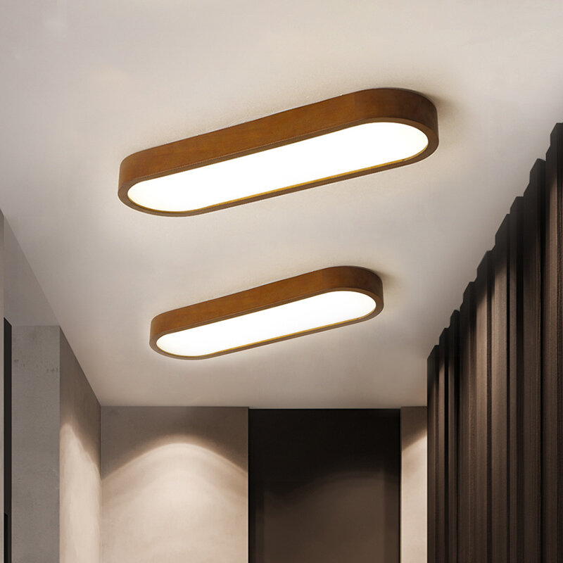 Nowoczesne, prawdziwe drewniane lampy sufitowe LED do gabinet sypialni z lampą zamontowaną oświetlenie akrylowe oprawa Luminaria
