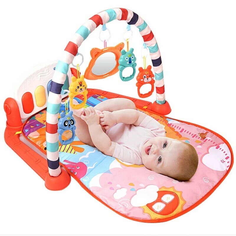 Polymère d'activité pour bébés de 0 à 12 mois, tapis de développement pour nouveau-nés, hochets souples, jouets musicaux, jeux pour tout-petits