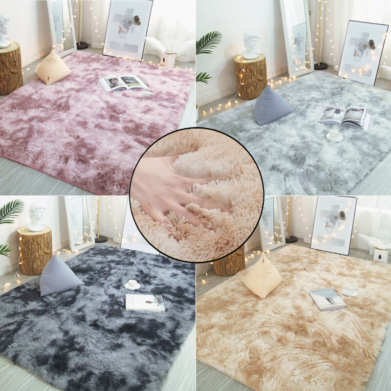 Karpet Shaggy Tie-Dye Dicetak Alas Lantai Empuk Berbulu Karpet Area Ruang Tamu Tikar 40*40Cm