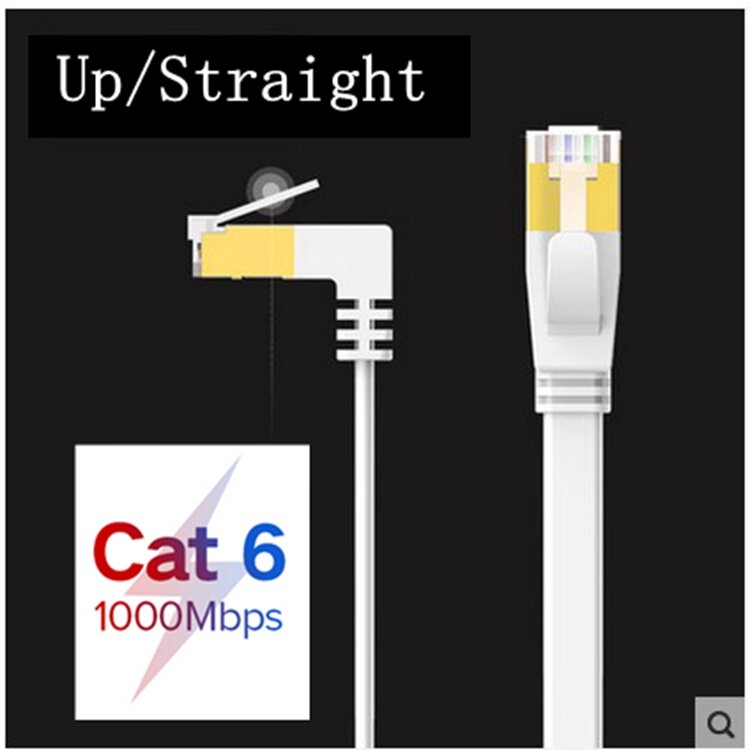 Cable Ethernet plano CAT6 de 90 grados, 1000Mbps, 250MHz, conector LAN para enrutador de ordenador y portátil, RJ45