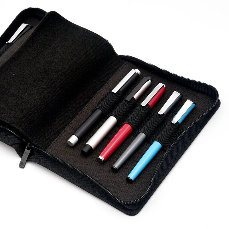 New KACO Pen Storage Bag Portable Zipper Pencil Bag Pen Case Waterproof Canvas Black Grey for 10 Pens 20 Pens