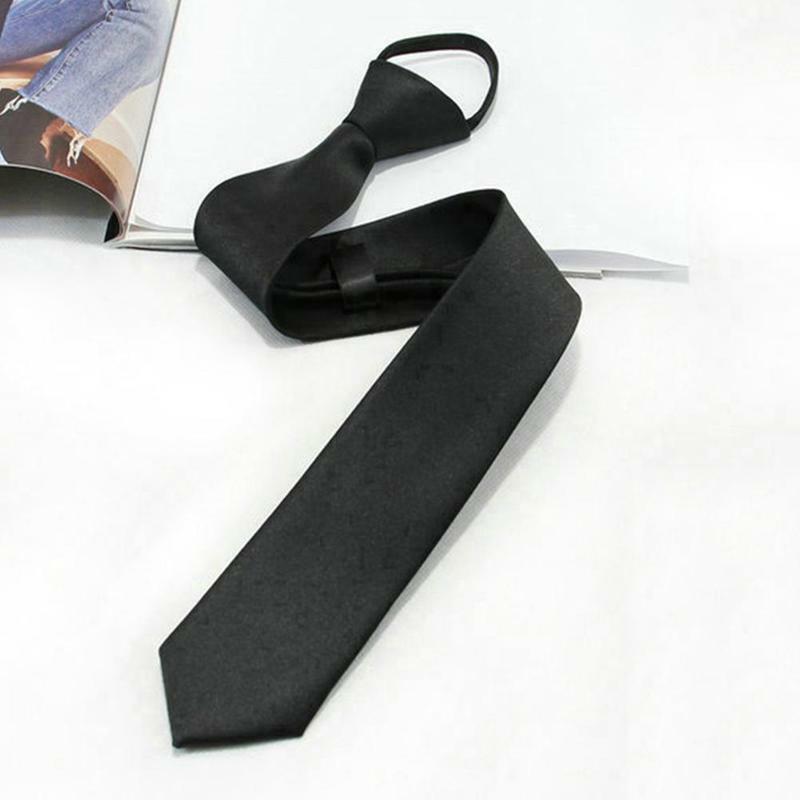 Mężczyźni leniwy zamek krawat czarna klapka na mężczyzn krawat krawaty bezpieczeństwa mężczyźni kobiety Unisex krawat ubrania krawat załoga pokładowa czarny krawat