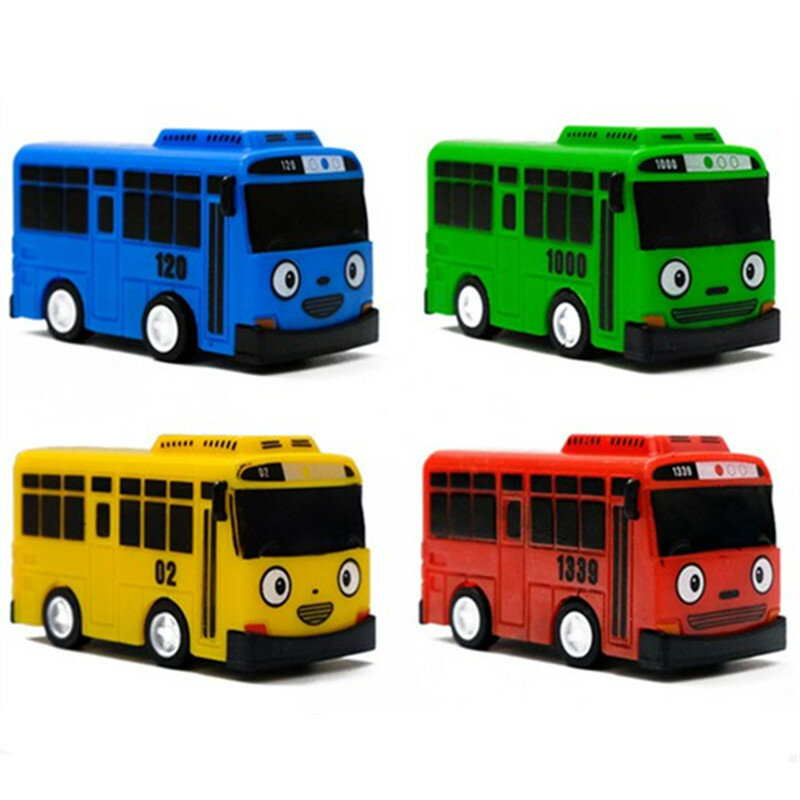 Nieuw 4 Stks/set Ko Speelgoed De Kleine Bus Mini Plastic Terugtrekken Blauw Tayo Rood Gani Geel Lani Groen Rogi Bus Auto Model Voor Baby Cadeau