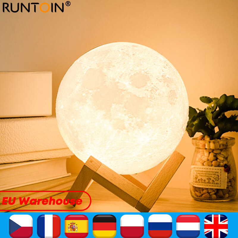 LED lampka nocna lampa wydruk 3D księżyc 16 kolorów dotykowy pilot zdalnego sterowania akumulator kreatywność dziecięca lampka nocna do sypialni domu