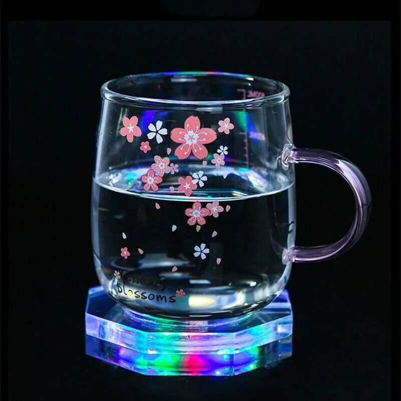 Porta copos recarregável usb de led, porta bebidas em acrílico recarregável para decoração de festas ou casamentos