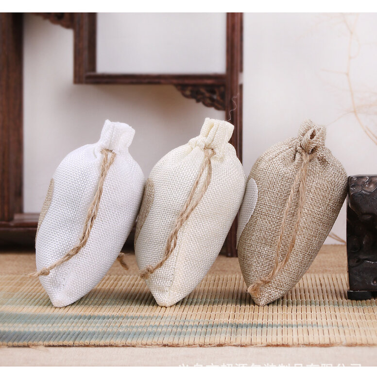 5 pçs moda drawstring sacos de serapilheira coração impresso algodão cordão pequeno saco-puro cada dez sacos de presente de natal 9.6*13.4cm
