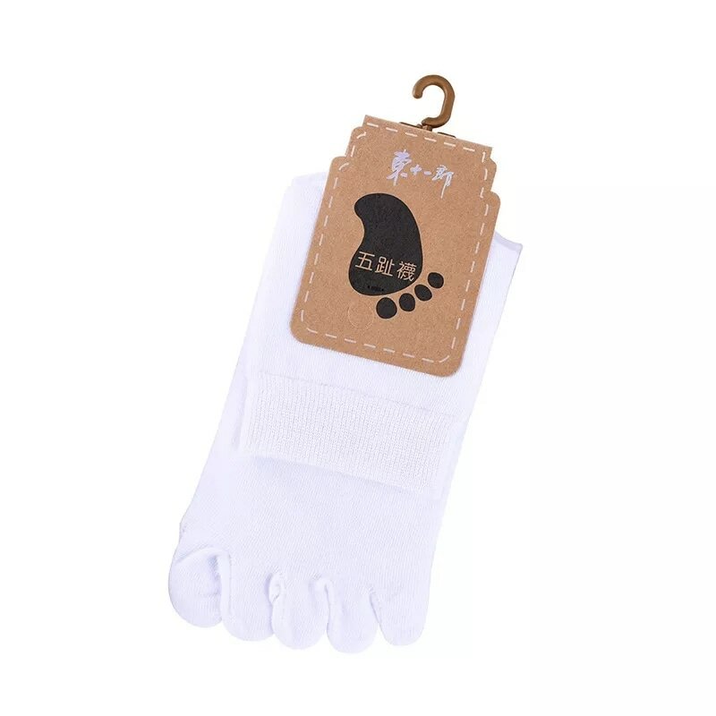 Calcetines de algodón transpirables para hombre y mujer, calcetín Unisex con cinco dedos, para deportes, correr, Color sólido, negro, blanco, gris, happy Soks