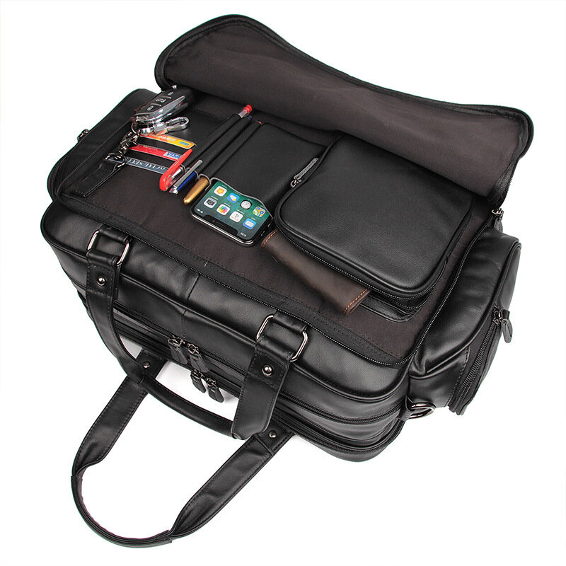 Männer Business Aktentasche Weiche Echtes Leder Mann Laptop Handtasche 3 Verwenden Multifunktionale Rindsleder Schulter Messenge tasche Für Männliche Tote