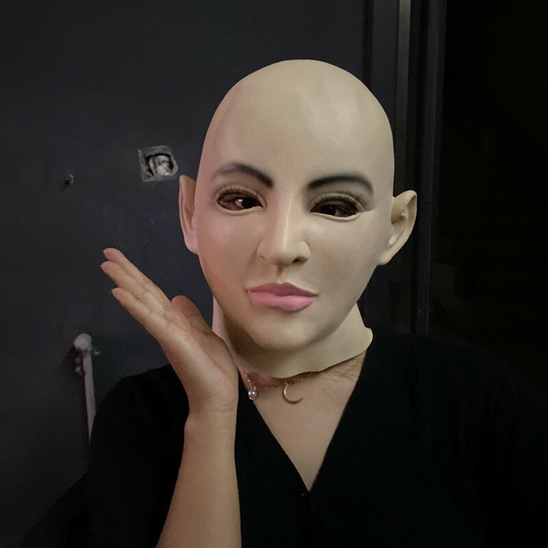 Masque facial en Latex pour hommes et femmes, Costumes Cosplay pour transsexuel, Style fille douce et timide
