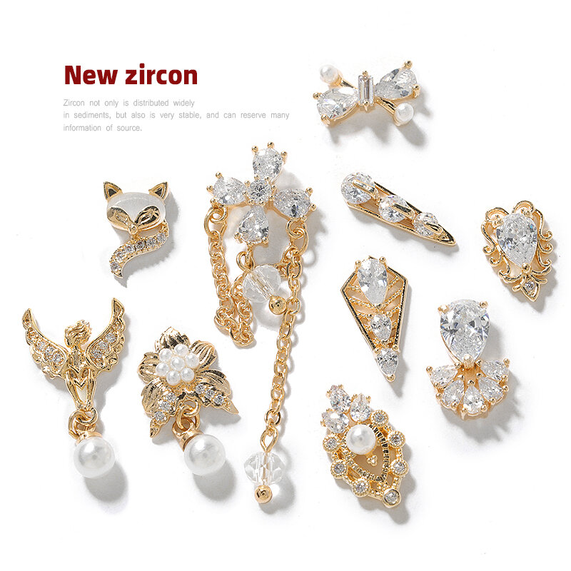HNUIX 2pc 3D metallo zircone Nail art gioielli decorazioni per unghie giapponesi di alta qualità zircone cristallo manicure zircone diamante charms