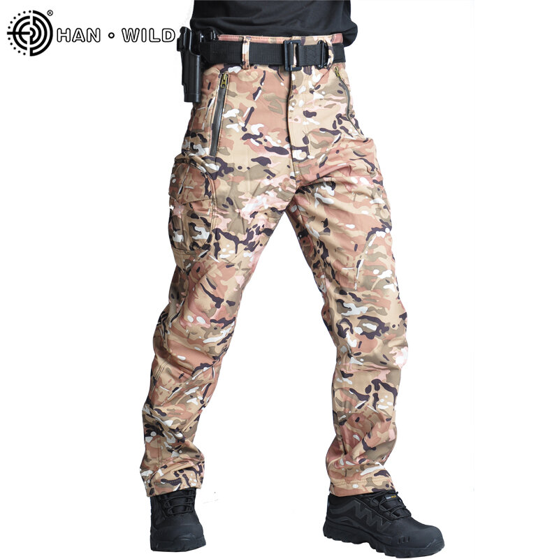 Мужские тактические брюки-карго в стиле милитари, камуфляжные брюки со множеством карманов, повседневные тренировочные комбинезоны, одежда для кемпинга