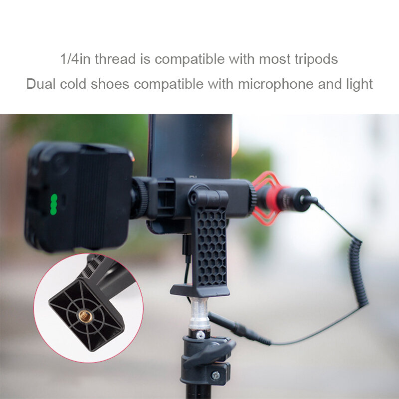 360° Rotatable Phone Holder Tripod Mount With Cold Shoe For Mic Light Phone Clip For iPhone 13 Pro Max Smartphone