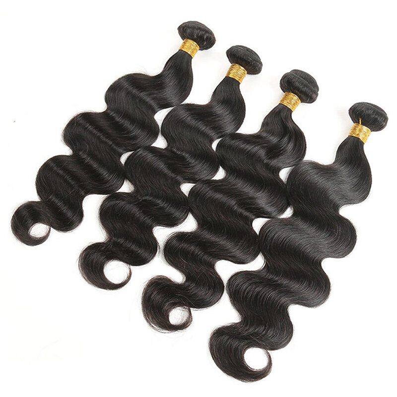 Mechones de cabello ondulado brasileño, extensiones de cabello Remy de 10-32 ", 1/3/4 piezas, 100% cabello humano Natural/negro azabache