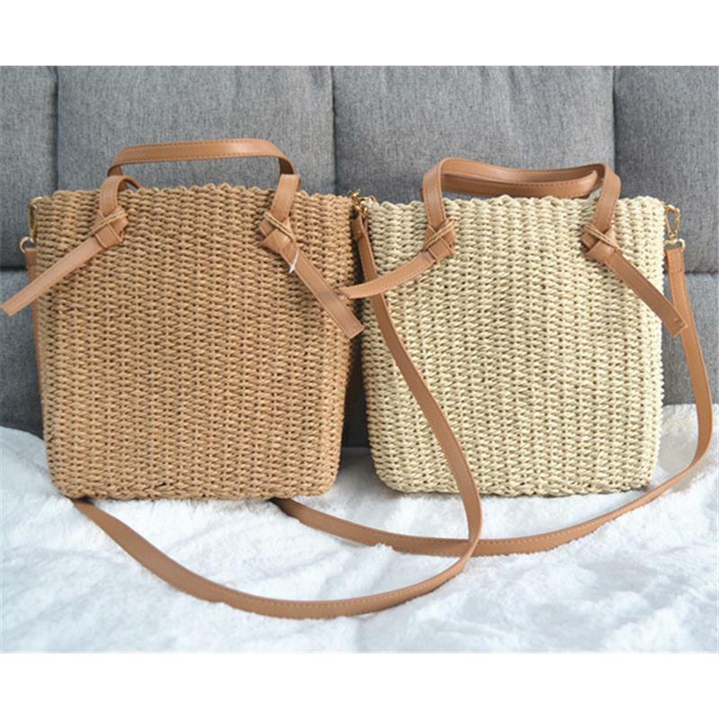 23x25CM Women's New Summer Straw Flap Woven Bag With Paper Rope a6224
