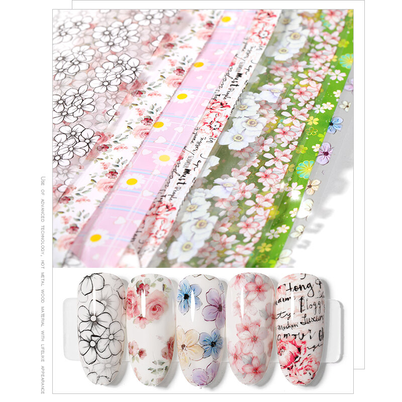 1 peças coloridas flores adesivos em unhas folha transferência céu estrelado verão sliders para manicure arte do prego decalques decoração