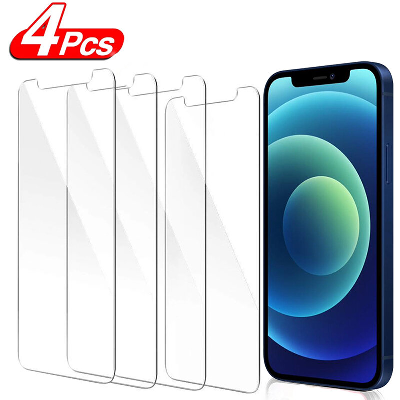 4PCS Protective Glass on For iPhone 13 11 12 Mini 15 14 Pro Max screen protector Tempered Glass For iPhone 6S 7 8 Plus XR XS Max