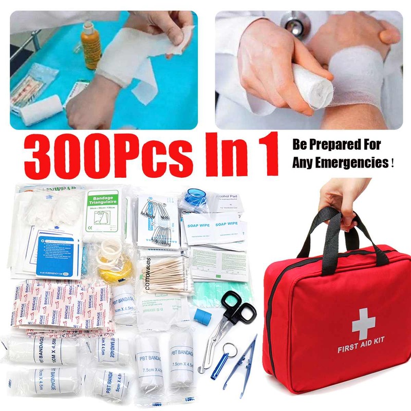 Kit de primeros auxilios portátil, bolsa de emergencia para viajes al aire libre, Camping, hogar, vendaje de ayuda, paquete de tratamiento, Kit de supervivencia, 300 piezas