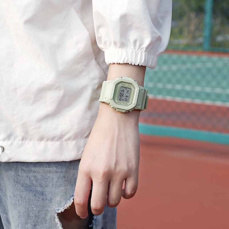 Choc numérique montres mode vert petit carré femmes montres hommes étanche Reloj Hombre Simple montres pour Horloge Dame