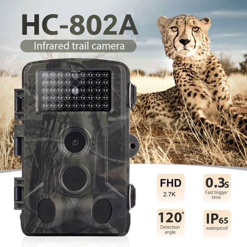 2.7K 24MP كاميرا تعقب لاسلكية الصيد كاميرات HC802A الحياة البرية مراقبة للرؤية الليلية تتبع صور فخ الكاميرا