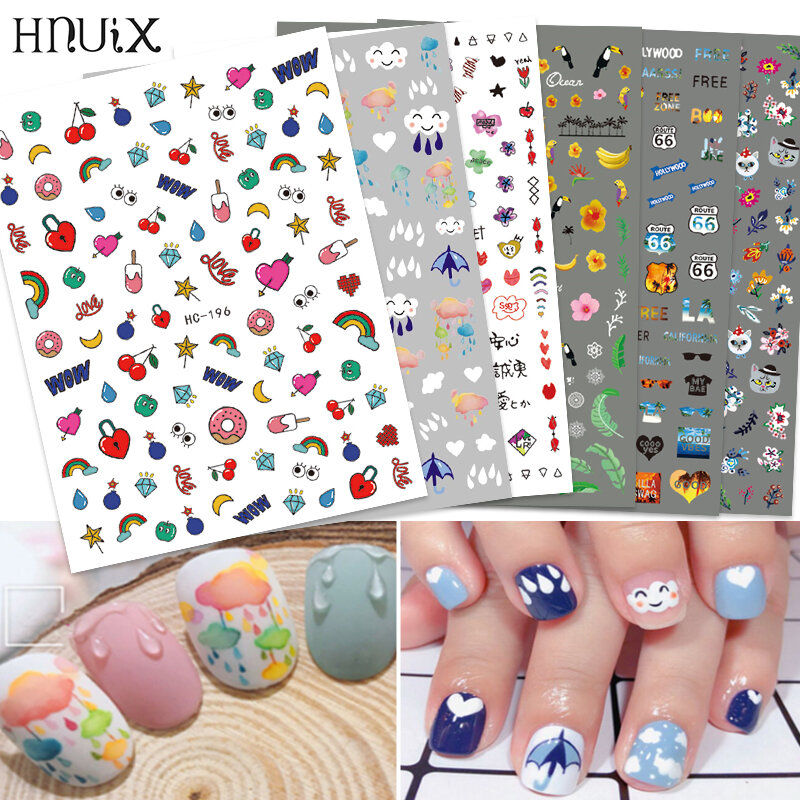 HNUIX più nuovo 3d nail art sticker fiori motivi Nails Art manicure decalcomanie decorazioni design nail sticker per nail beauty tips