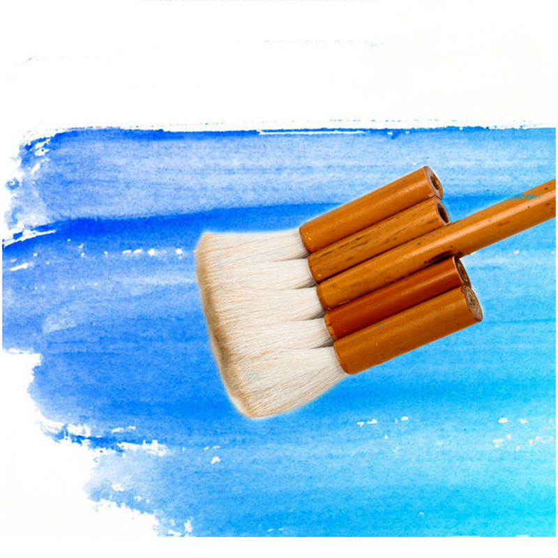 Pincel de pintura de merluza de pelo de oveja grueso suave, mango de bambú, licuadora, bolígrafo, pincel para pintura de acuarela, suministros de arte
