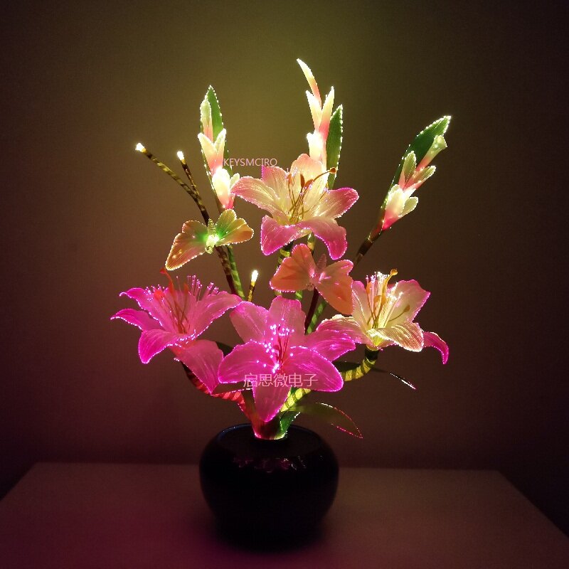 동적 요정 백합 나비 웨딩 장식 LED, 참신한 예술적 광섬유 꽃, 크리스마스 새해 파티 샵, 최신