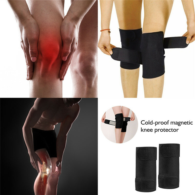新 1PC 自己発熱膝パッド磁気温熱治療関節炎ブレースプロテクターアジャスタブルメンズ · レディース膝サポートパッドバンド