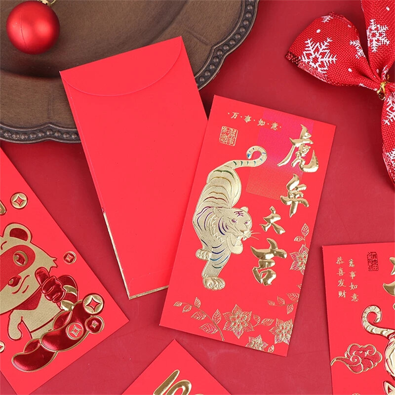 2022 سنة النمر السنة الجديدة مهرجان الربيع عيد ميلاد الإبداعية هونغباو الزواج الأحمر هدية المغلف المغلف الأحمر الصيني