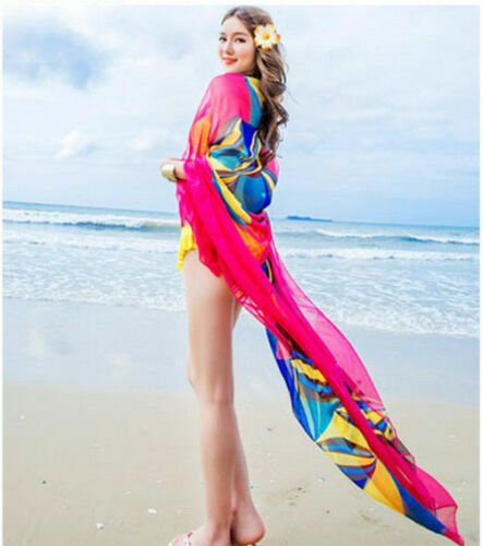 2021 sommer Frauen Cover Up Chiffon-Strand Bikini Drucken Sheer Lose Bandage Wrap Schal Pareo Bademode Sarong Damen Beachwear